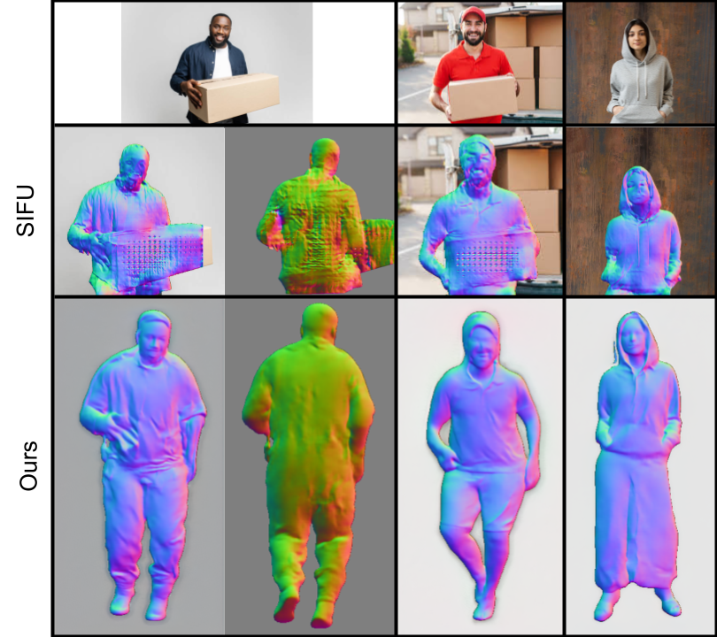 Results showing improved normal maps due to the inpainting pipeline.